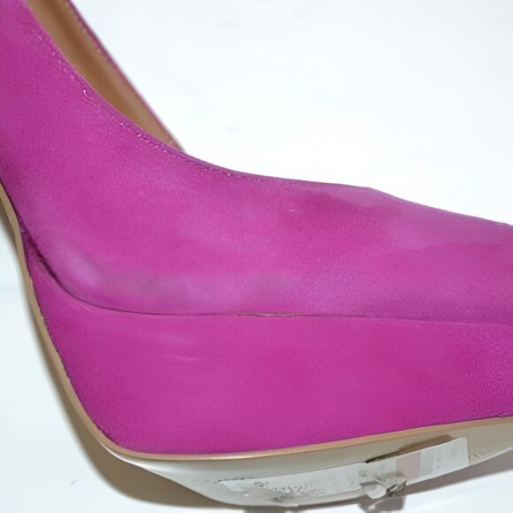 Madden Fuchsia Purple-Pink Suede Leather Pin-Up Stilettos Platform Heels 8.5 - Picture 6 of 8